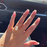 Oval Cut Crushed Ice Moissanite Engagement Ring | Hidden Halo |/ White Gold Forever For Love