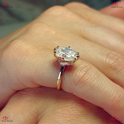 Timeless Elegance  Natural Oval Diamond Engagement Ring