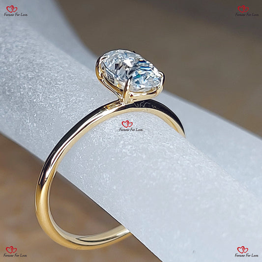 Eternal Radiance  Oval Forever One Moissanite Solid Gold Ring