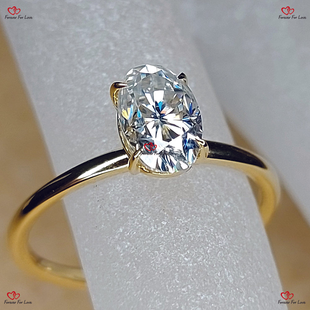 Eternal Radiance  Oval Forever One Moissanite Solid Gold Ring