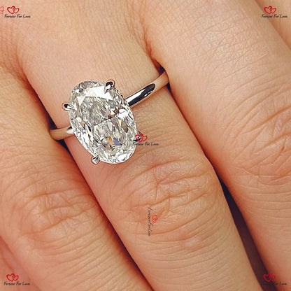 Haley Bieber Inspired  Oval Crushed Ice Moissanite Engagement Ring