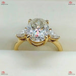 Moissanite Engagement Three Stone Ring Oval Cut Forever For Love