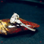 Oval Moissanite Antique Engagement Ring | Brilliant Cut Oval | Vintage Yellow Gold | Pear Diamond Trilogy Ring Forever For Love