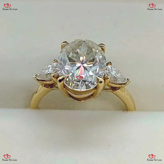 Oval Lab Created Engagement Ring - E VVS2 Oval Cut Diamond Three Stones Anniversary Promise Ring