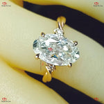 Oval Cut Twist Band Hybird Crushed Ice Engagement Ring in Solid Gold Forever For Love