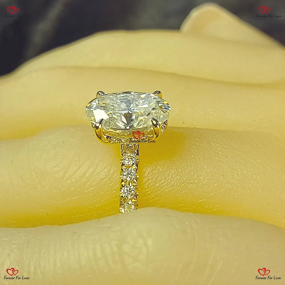 Diamond Engagement Ring Elongated Oval Cut Engagement Ring Forever For Love