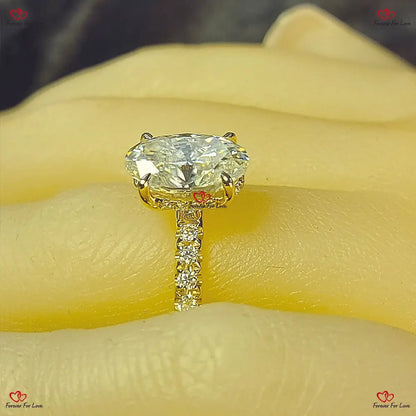 Diamond Engagement Ring Elongated Oval Cut Engagement Ring Forever For Love