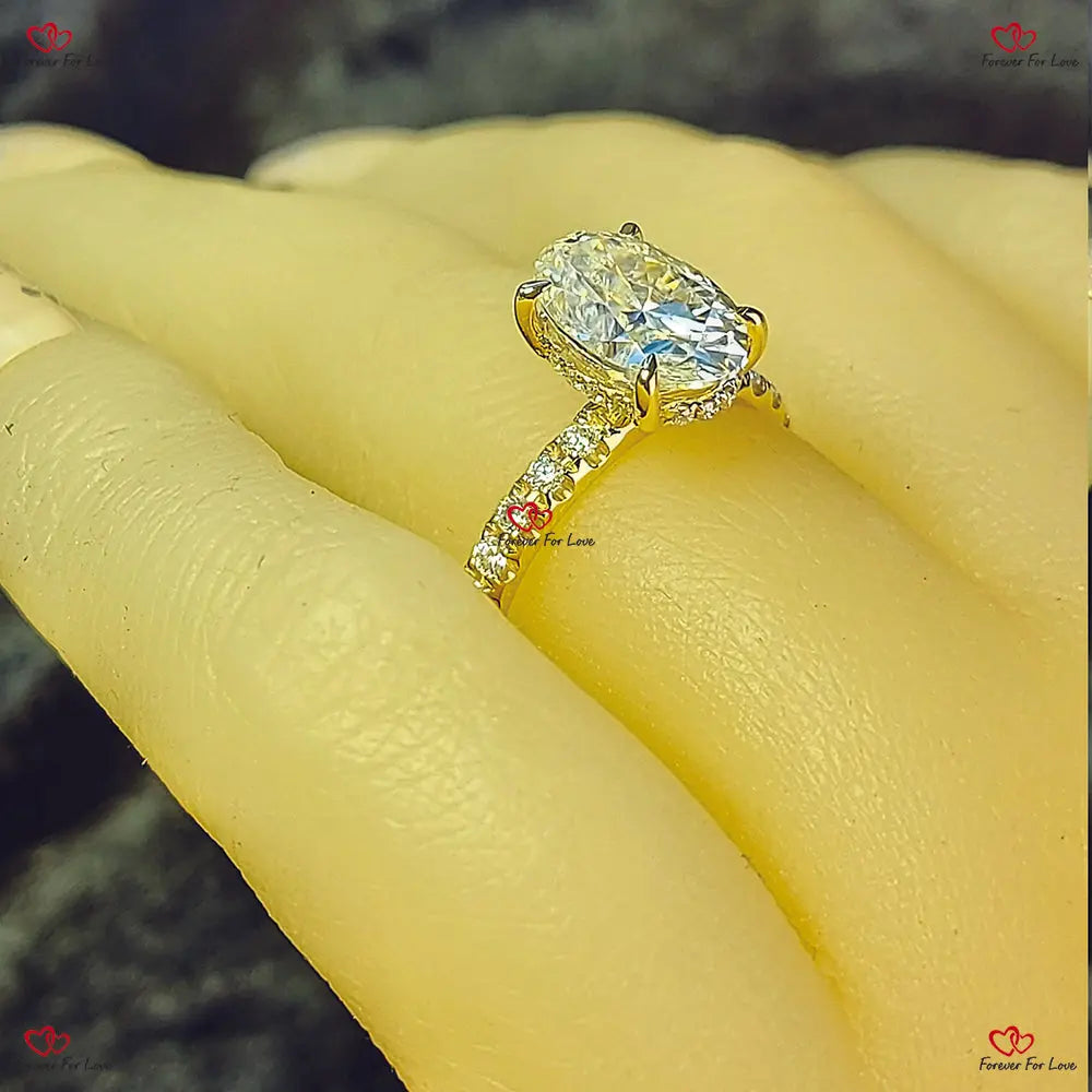 Diamond Engagement Ring Elongated Oval Cut Engagement Ring Forever For Love
