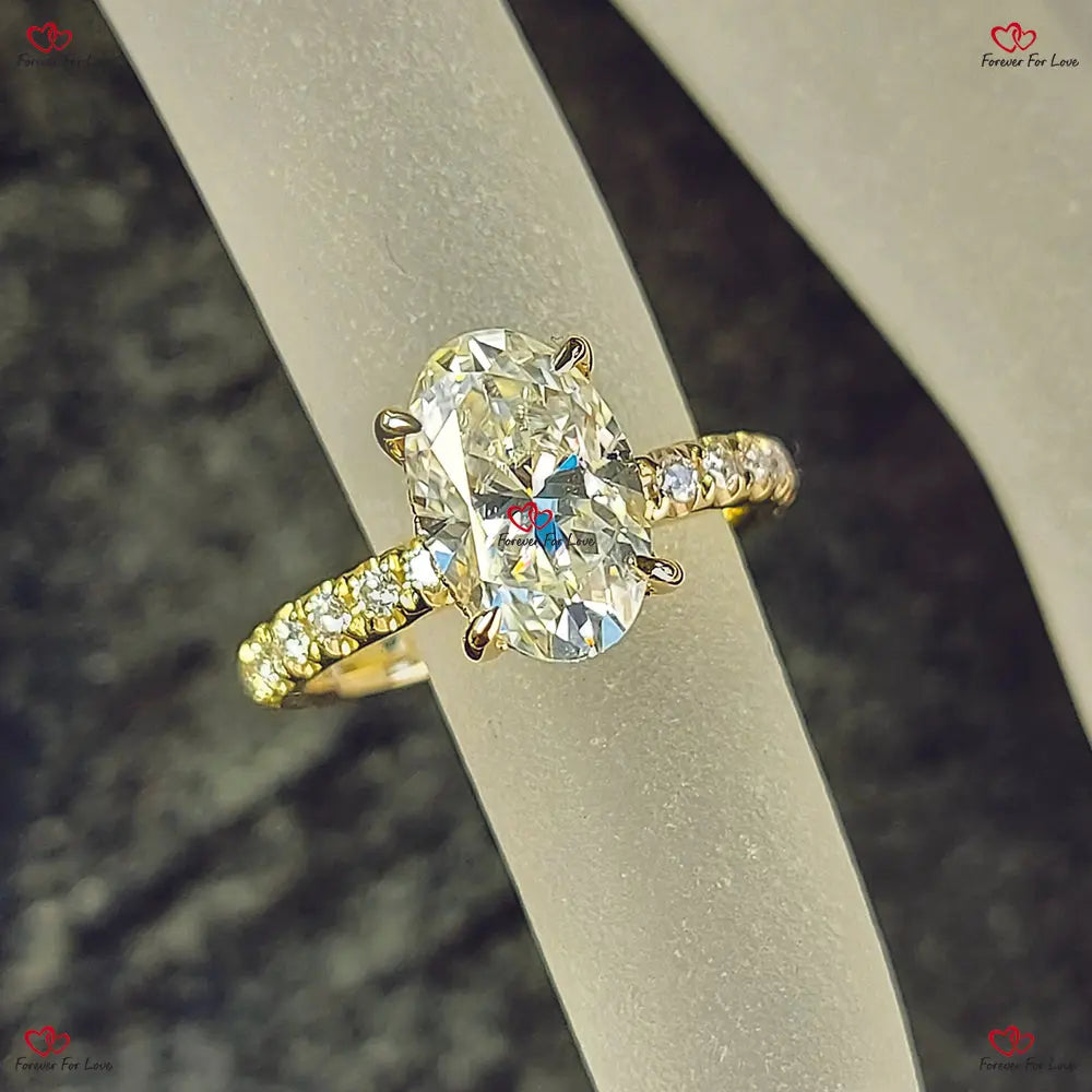 Diamond Engagement Ring Elongated Oval Cut Engagement Ring Forever For Love
