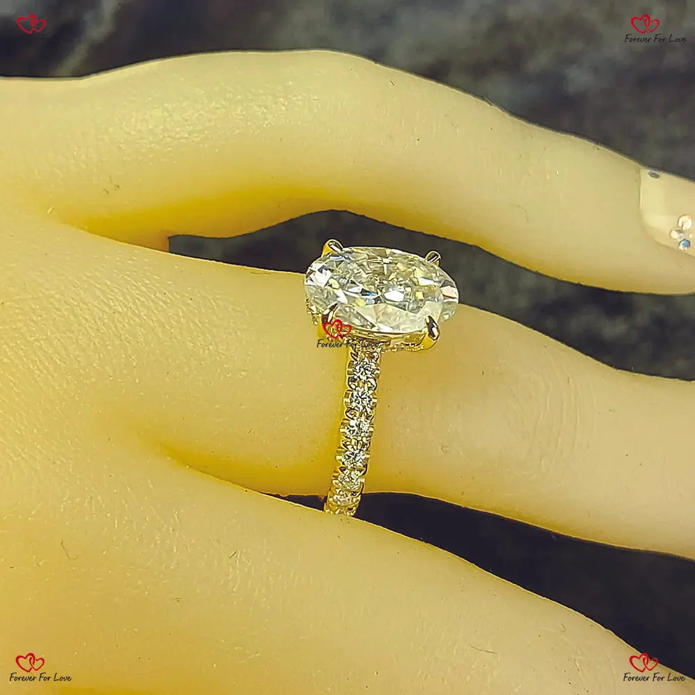 Diamond Engagement Ring Elongated Oval Cut Engagement Ring Forever For Love