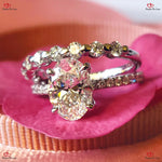 3 Carat IGI Certified Oval Cut Lab Grown Diamond Solitaire Engagement Ring Set with Matching Round Diamond Wedding Band - Yellow Gold Forever For Love