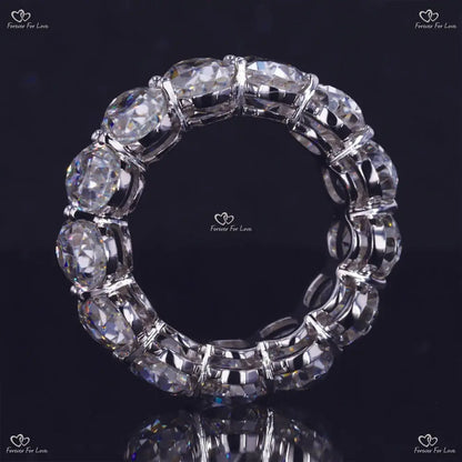 Oval Cut Wedding Band/ Gold Moissanite Bridal Band