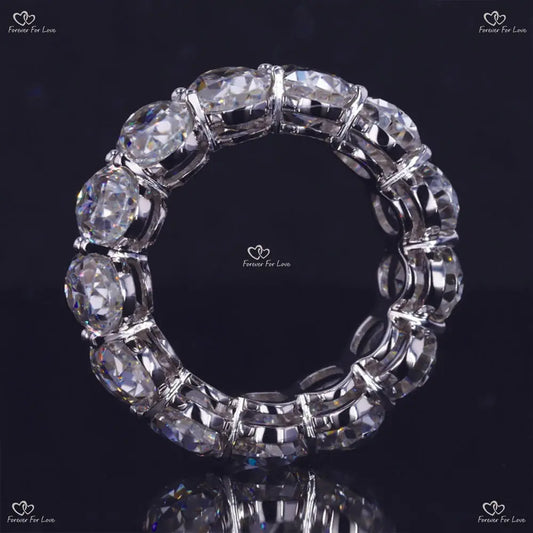 Oval Cut Wedding Band/ Gold Moissanite Bridal Band