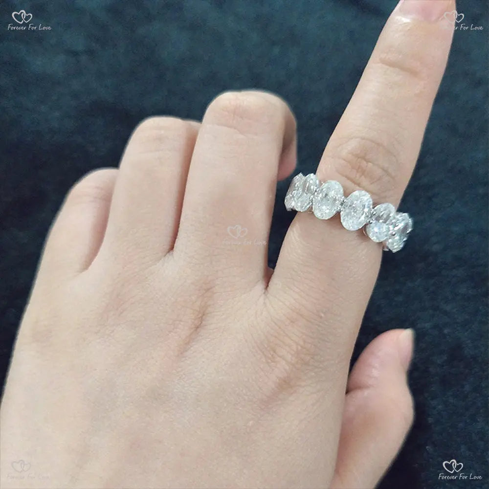Oval Cut Wedding Band/ Gold Moissanite Bridal Band