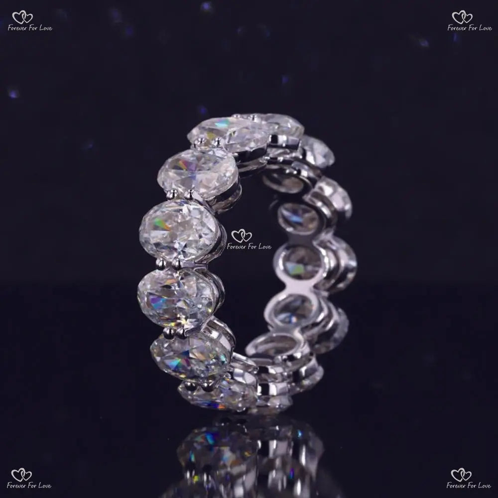 Oval Cut Wedding Band/ Gold Moissanite Bridal Band