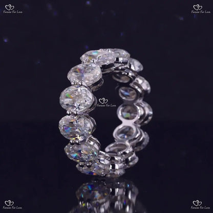 Oval Cut Wedding Band/ Gold Moissanite Bridal Band
