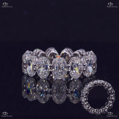 Oval Cut Wedding Band/ Gold Moissanite Bridal Band