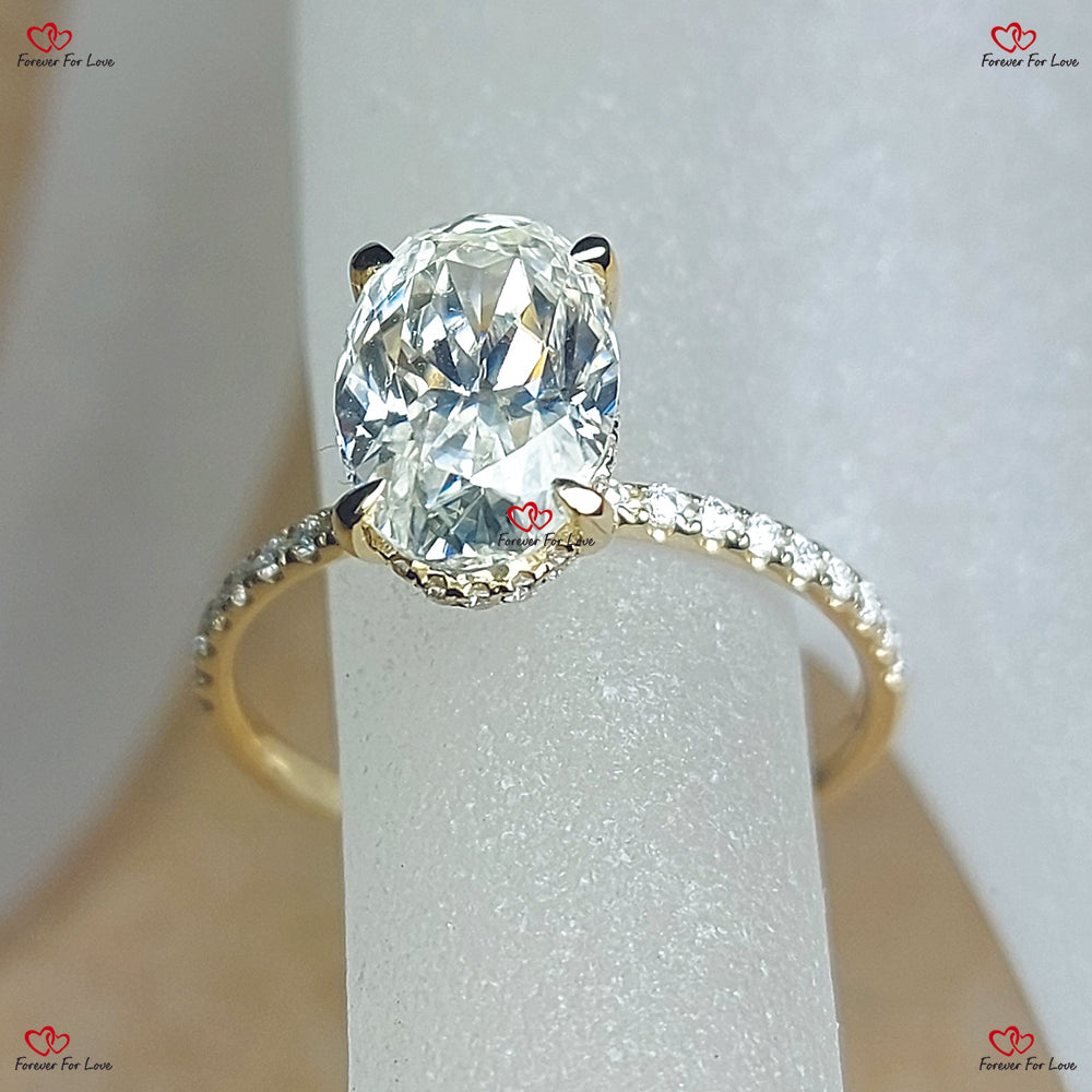 Oval Cut Moissanite Engagement Ring in Solid Gold