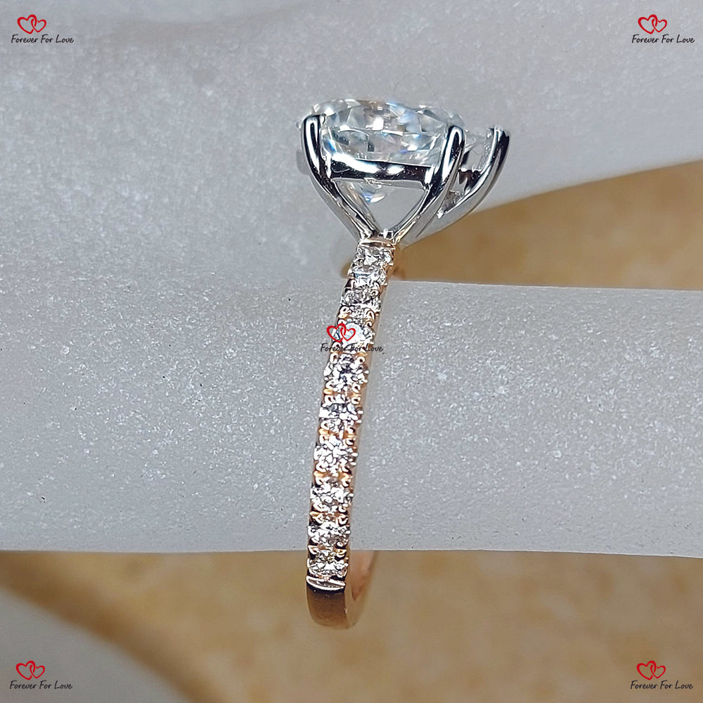 Moissanite Engagement Ring in White Gold Pave Setting