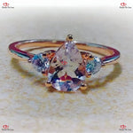 Vintage Pear Morganite and Diamond Engagement Ring in Rose Gold Forever For Love