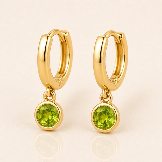 Peridot Huggie Birthstone Earrings
