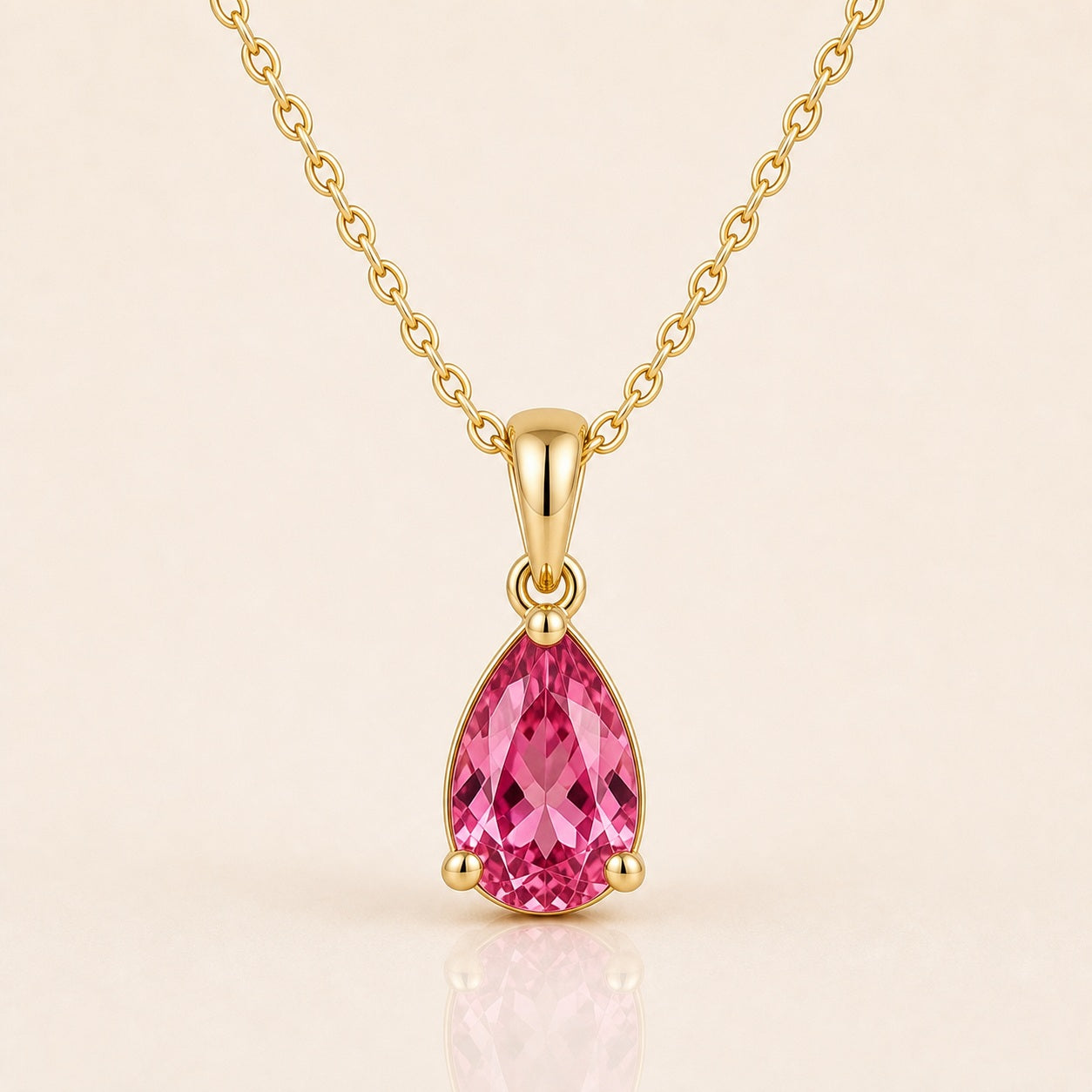 Pink Tourmaline Pendant Necklace