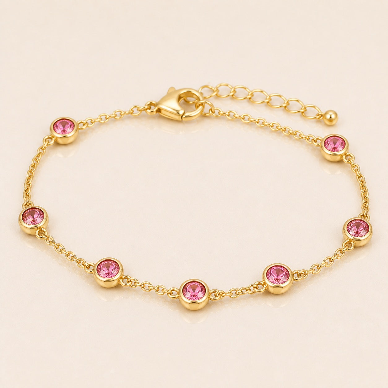 Pink Tourmaline Station Bracelet