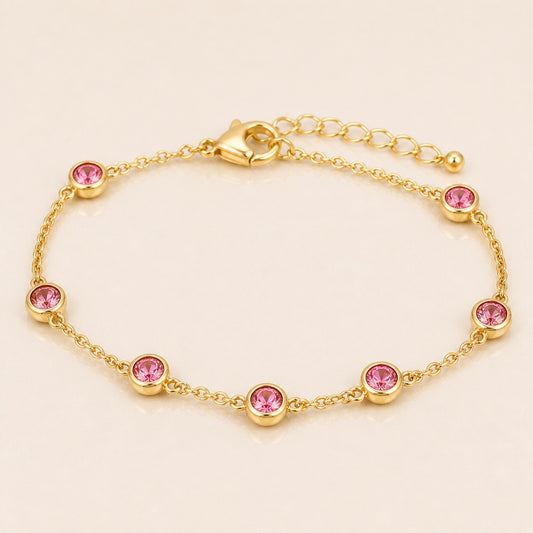Pink Tourmaline Station Bracelet