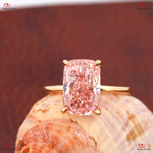 4Ct Vivid Pink Radiant Cut Lab Diamond Ring