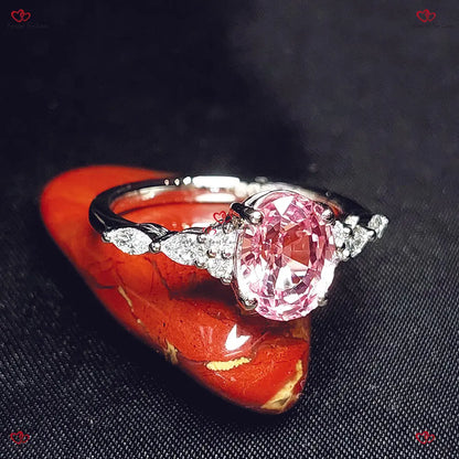 Vintage White Gold Baby Pink Sapphire Engagement Ring - With Diamonds