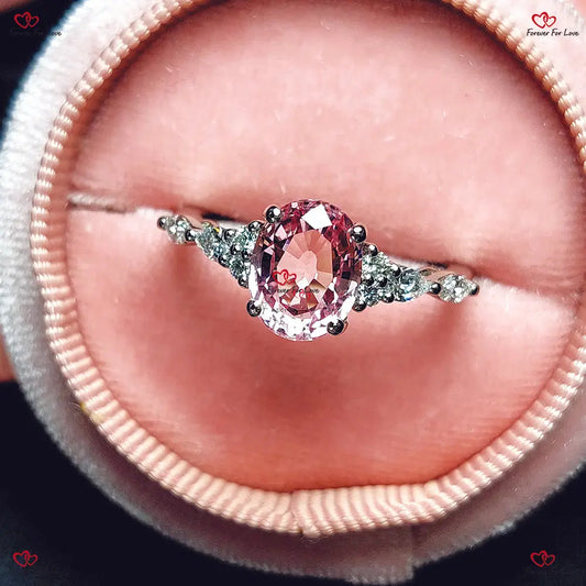 Vintage White Gold Baby Pink Sapphire Engagement Ring - With Diamonds