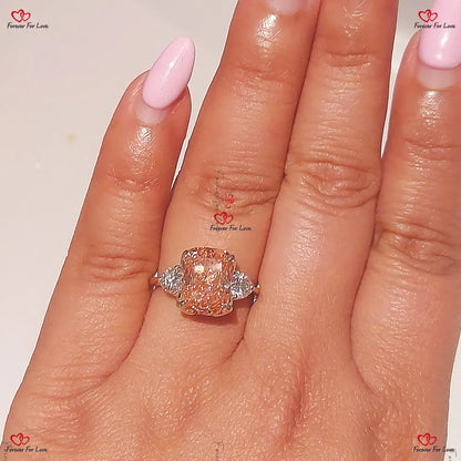 Pink Cushion Cut Diamond Engagement Ring
