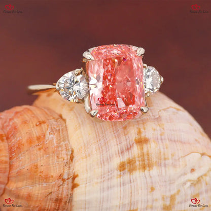 Pink Cushion Cut Diamond Engagement Ring