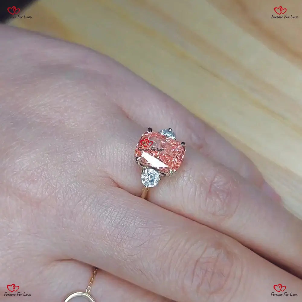 Pink Cushion Cut Diamond Engagement Ring