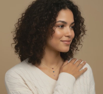 Blush Glow | 14K Solid Gold Pink Gemstone Bezel Necklace