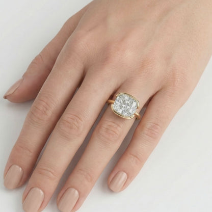 4ct Old Mine Lab Diamond Bezel-Set Ring | Cushion Cut