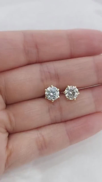 2 carats total lab grown Diamond Round Stud Earring
