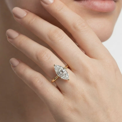 Unique Marquise Cut 4.12 Carat G/VVS2 Lab Grown Diamond Engagement Ring in  Yellow Gold - IGI Certified