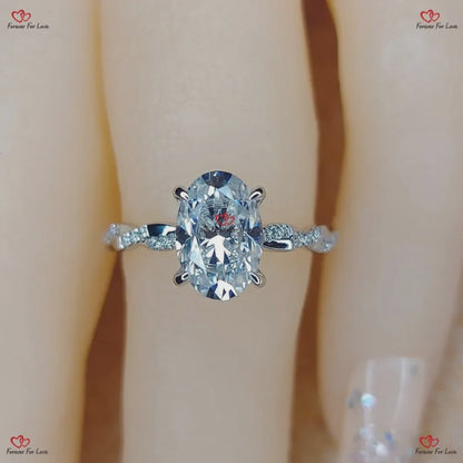 Bague de fiançailles torsadée en or rose incolore avec diamant taille ovale allongée certifiée Moissanite Forever One 9x6 mm