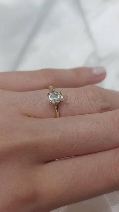 1CT Emerald-Cut Lab-Grown Diamond Engagement Ring - IGI Certified, 14K Solid Gold or Platinum