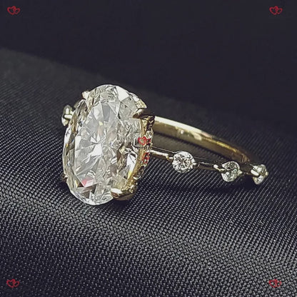 Bague de fiançailles en or massif avec moissanite à taille ovale allongée – Bague moderne en diamant ovale