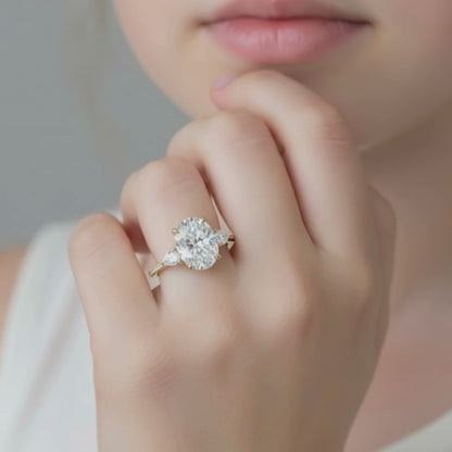 Antique Vintage Style  Brilliant Cut Oval Moissanite Ring