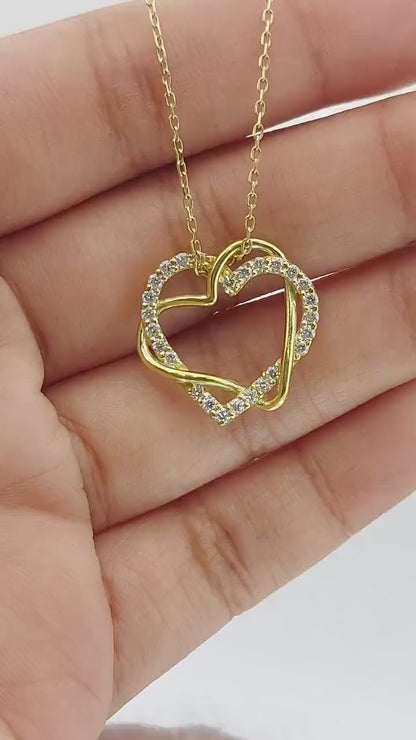 Double Heart shape diamond Necklace