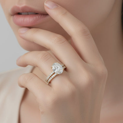 Bague de fiançailles en moissanite ovale certifiée inspirée de Blake Lively | Solitaire hybride en glace pilée | Or massif