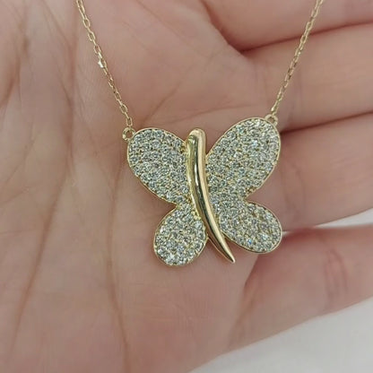 Golden Monarch Butterfly Pendant Necklace