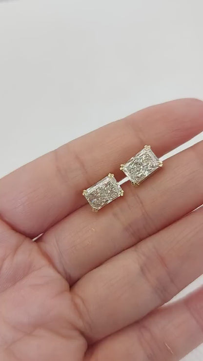Radiant Cut Lab Grown Diamond Stud Earrings