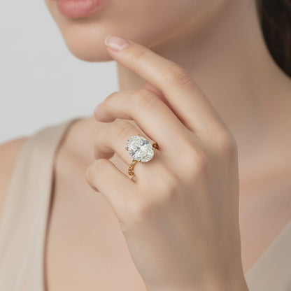 Crushed Ice Oval Hidden Halo Engagement Ring