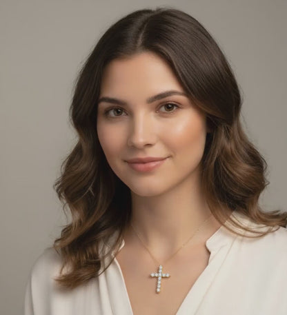 Radiant Faith | Solid Gold Diamond Cross Necklace for Women