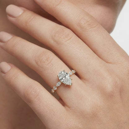Pear and Marquise Diamond Vintage Ring – IGI Certified Lab Grown Diamond in Yellow Gold