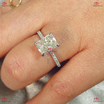 Radiant Diamond Engagement Ring with Hidden Halo Forever For Love